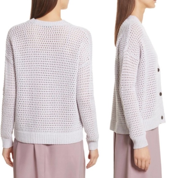 ATM Merino Wool Open Stitch Cardigan Dusty Mauve - Picture 3 of 11